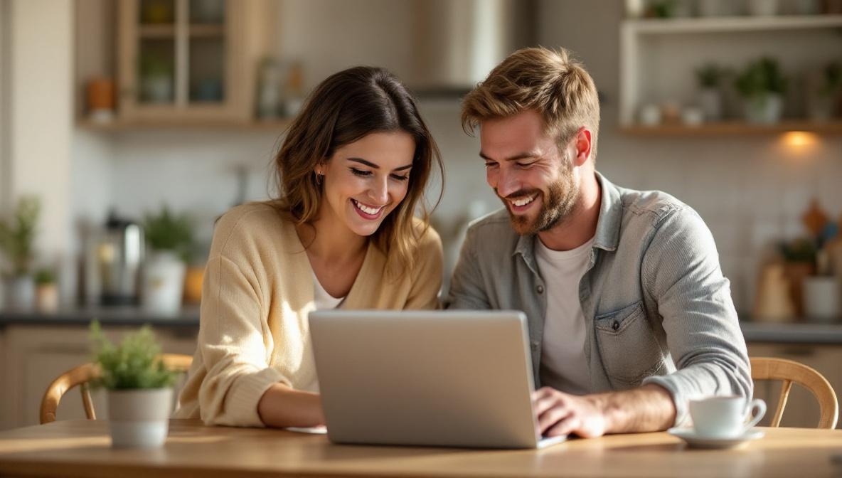 Couple planning their finances at home